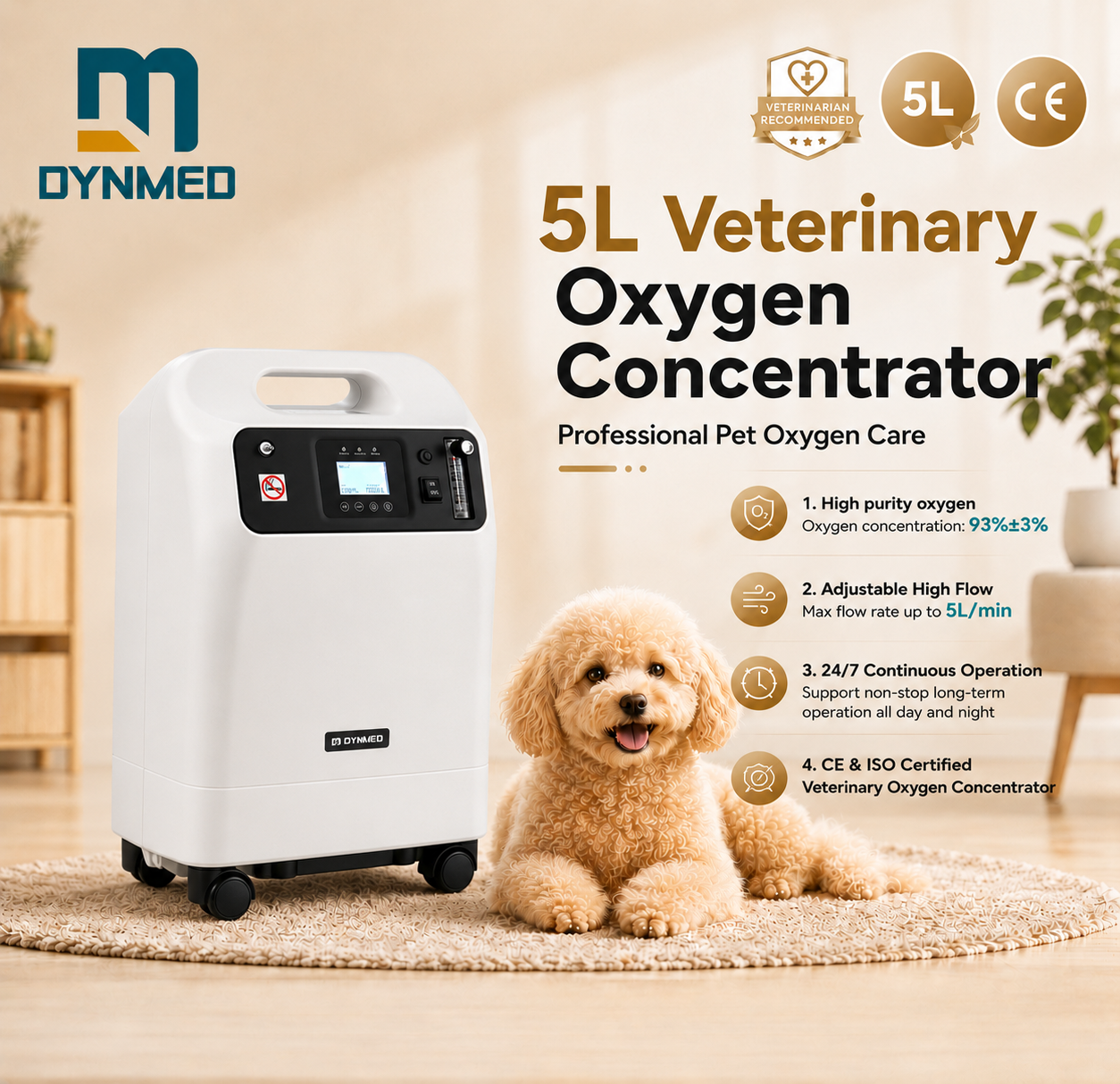 VOC-5M Veterinary Oxygen Concentrator